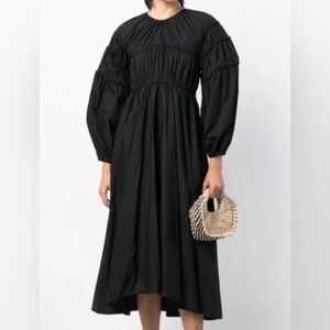Ulla Johnson Black Viviana Midi Dress, 6